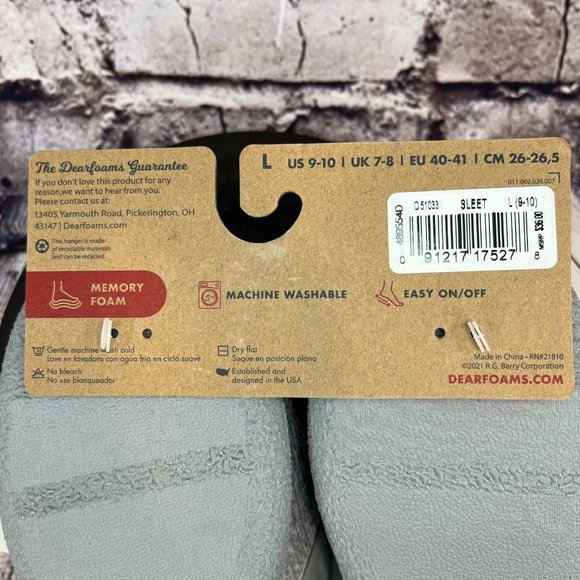 Dearfoams No Sweat Comfort Women's Gray Super Comfy Memory Foam Slippers L 9.5 - Picture 7 of 9
